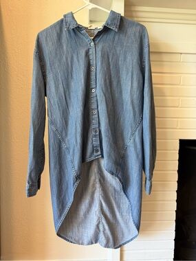 The Fisher Project Chambray High-Low Button Front Tunic Shirt Size S/P
